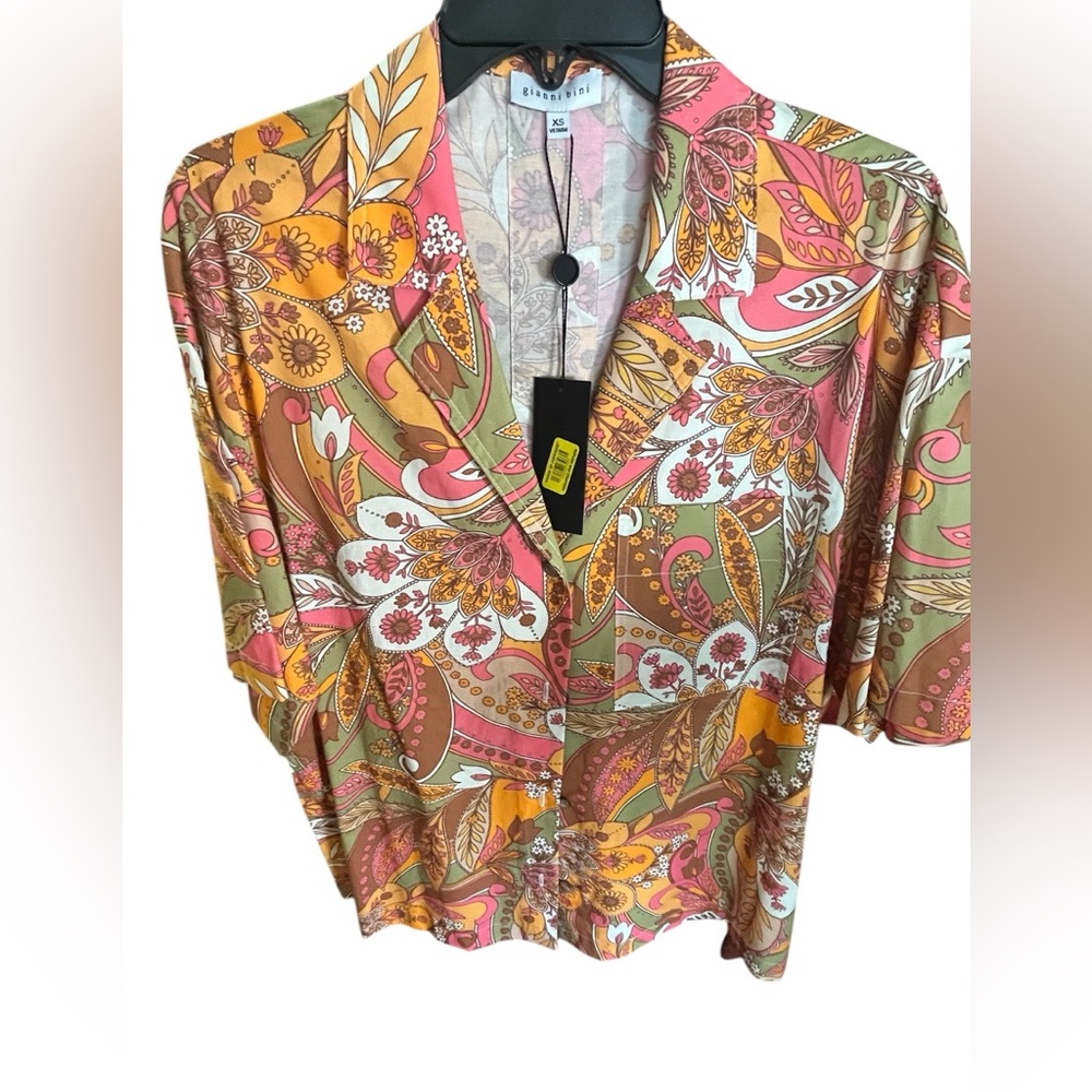 Gianni bini. Extra small oversized Paisley Blouse. NWT